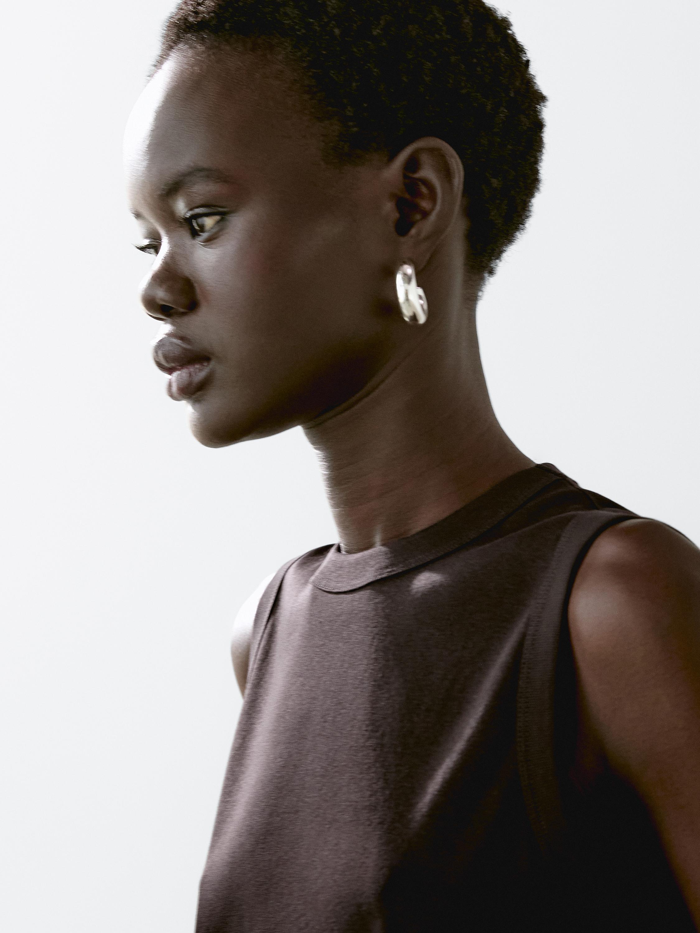 Mercerised cotton crew neck T-shirt